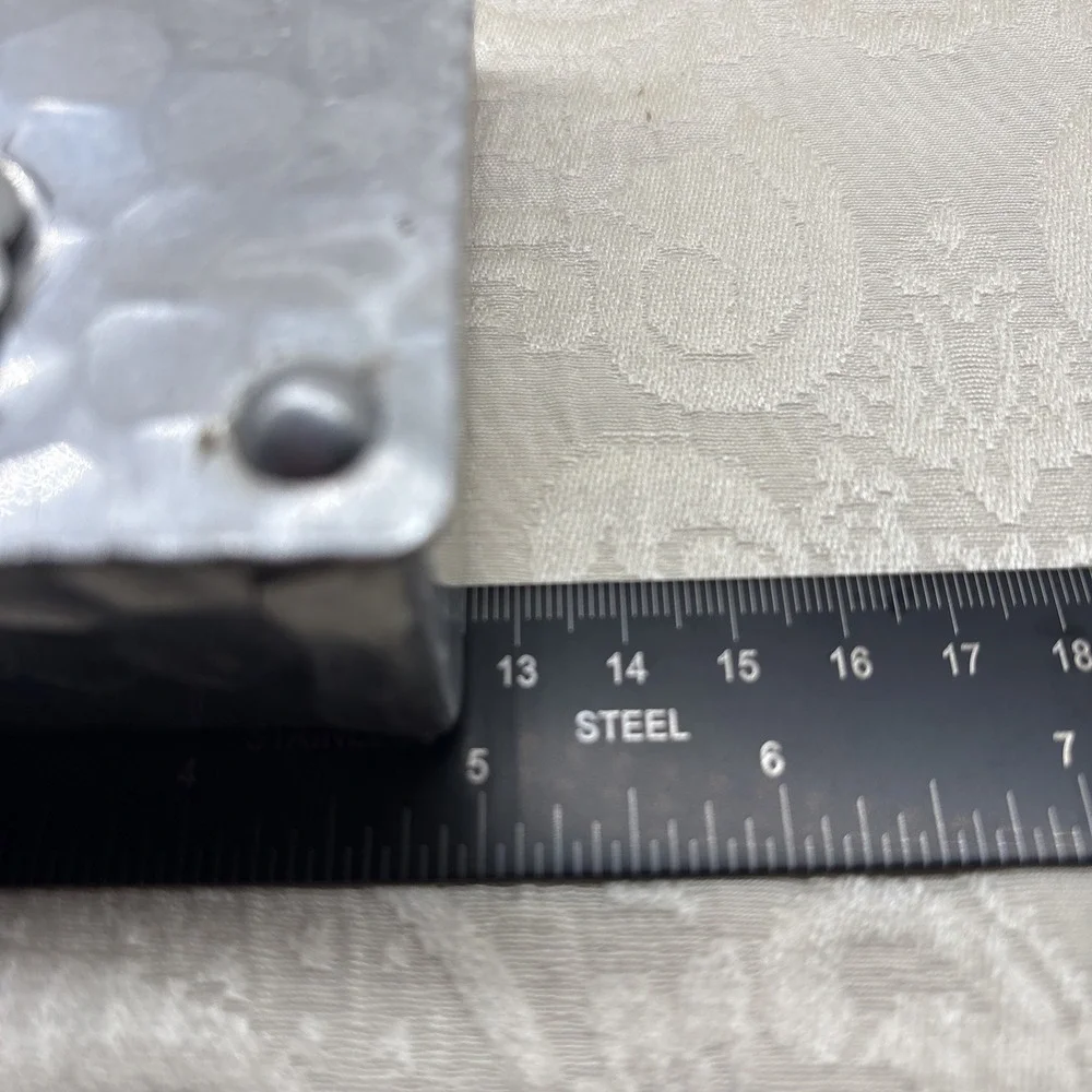 Faceted Trinket Cigarette Lipstick Box Hammered Aluminum Detailed Rose Handle